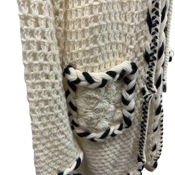 Smythe x Augden Sweater Size XS Long Oversized Open Knit Crochet Alpaca Wool - Picture 5 of 14